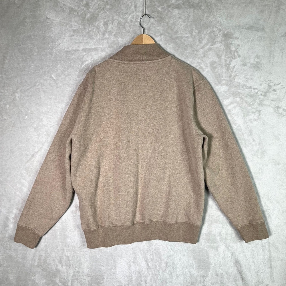 Pendleton Fleece Bomber Jacket Mens Large Wool Plaid Trim Button Front Beige - Picture 2 of 9
